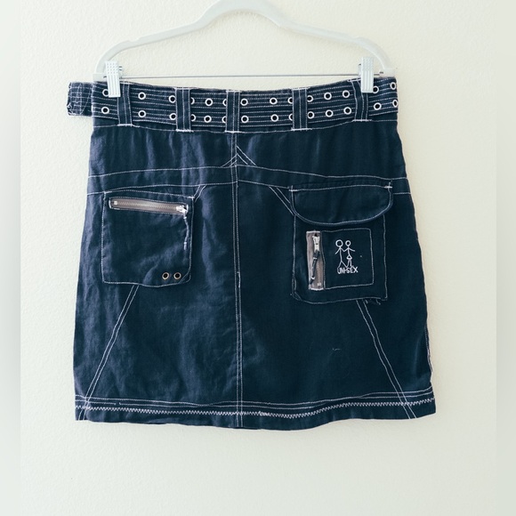 BOGO++ PETE & GRETA by JOHNNY WAS NAVY LINEN CARGO SKIRT - Picture 2 of 5